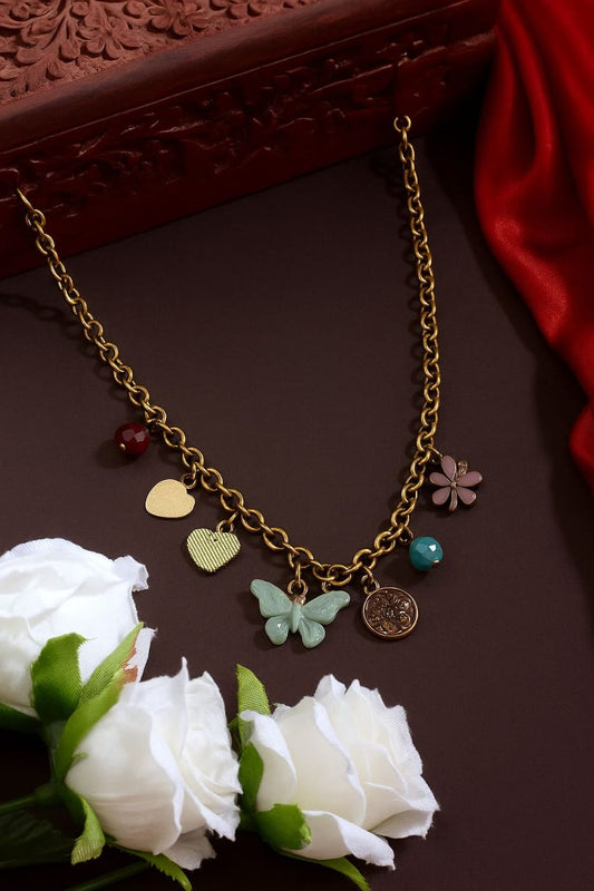 Vintage Gold-Toned Charm Chain Necklace
