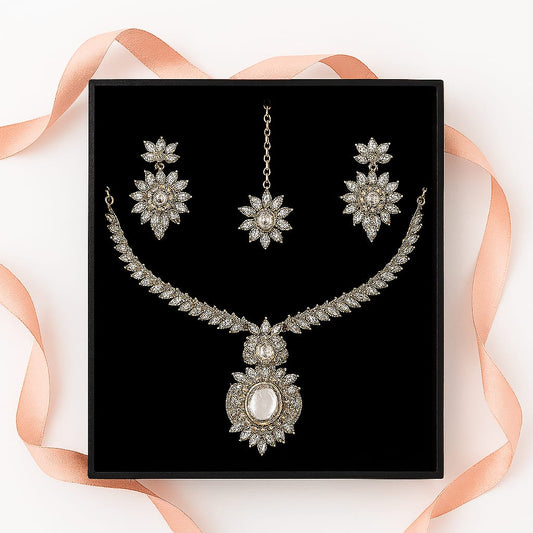 Glitter & Glam Silver Bridal Jewelry Set – Timeless Elegance for Every Occasion